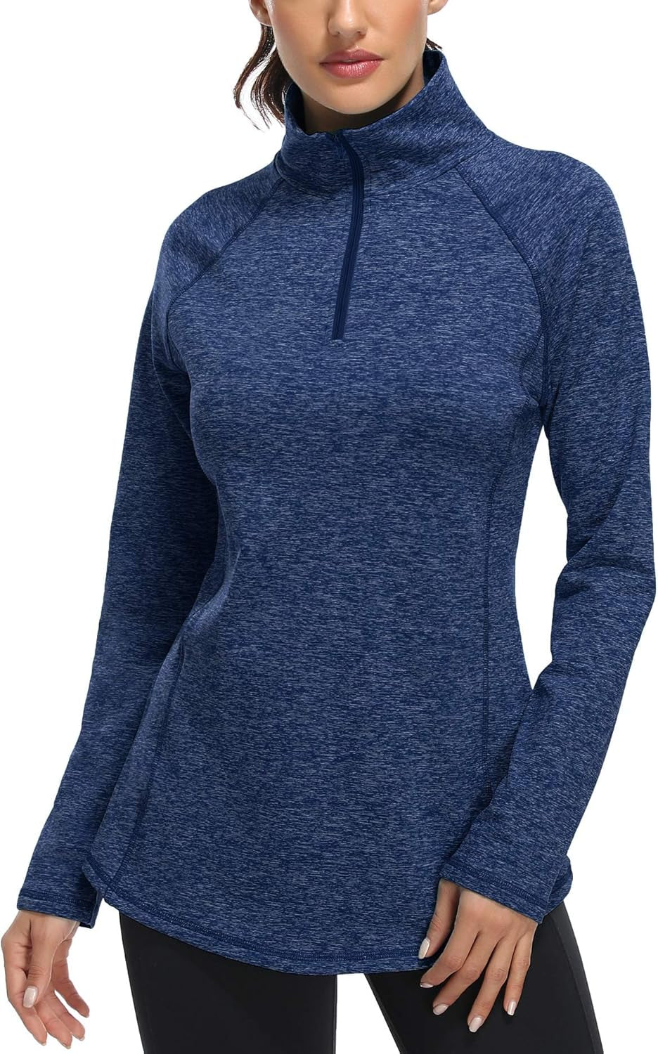 Womens Quarter Zip Running Pullover Jackets Long Sleeve Workout Tops (PRIME)