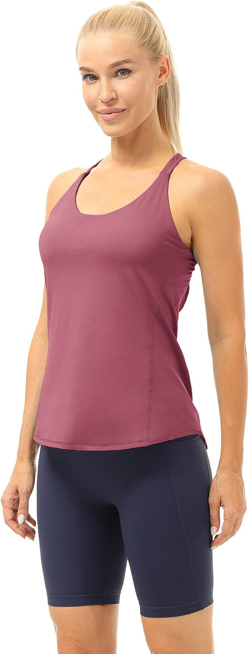 Workout Tank Tops Built in Bra - Women'S Strappy Athletic Yoga Tops, Running Exercise Gym Shirts