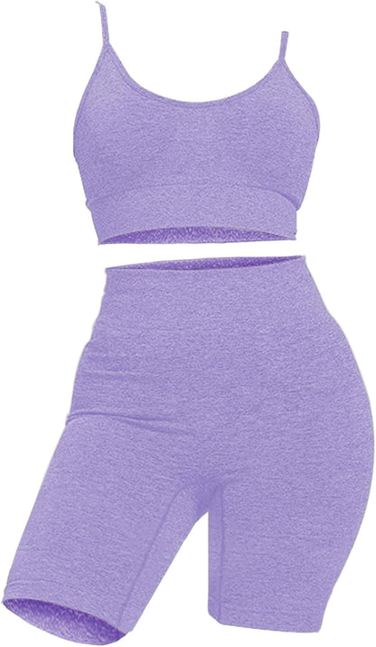 Seamless Workout Outfit for Women 2 Piece Yoga Gym Set Short Legging Sports Bra Fitness Sportswear