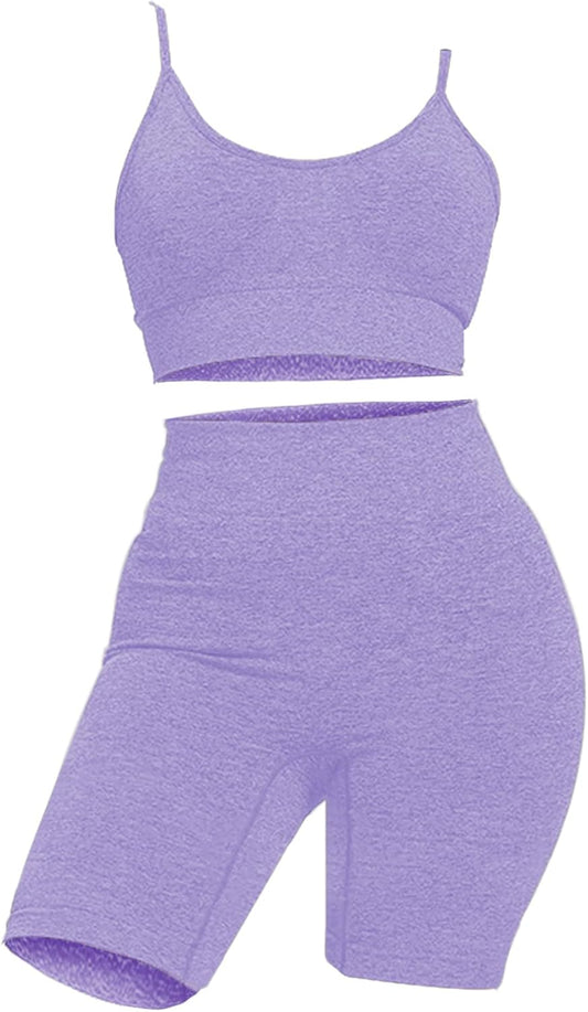 Seamless Workout Outfit for Women 2 Piece Yoga Gym Set Short Legging Sports Bra Fitness Sportswear