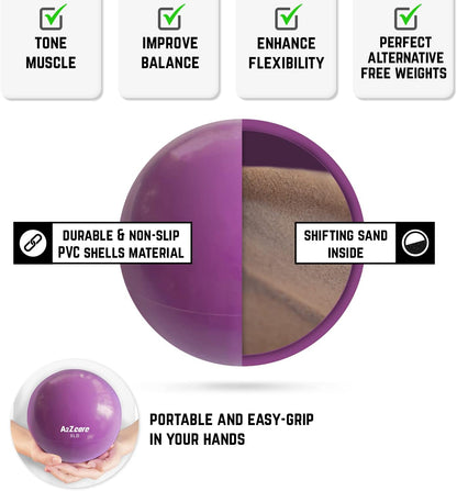 Toning Ball - Weighted Toning Exercise Ball - Soft Weighted Medicine Ball for Pilates, Yoga, Physical Therapy and Fitness