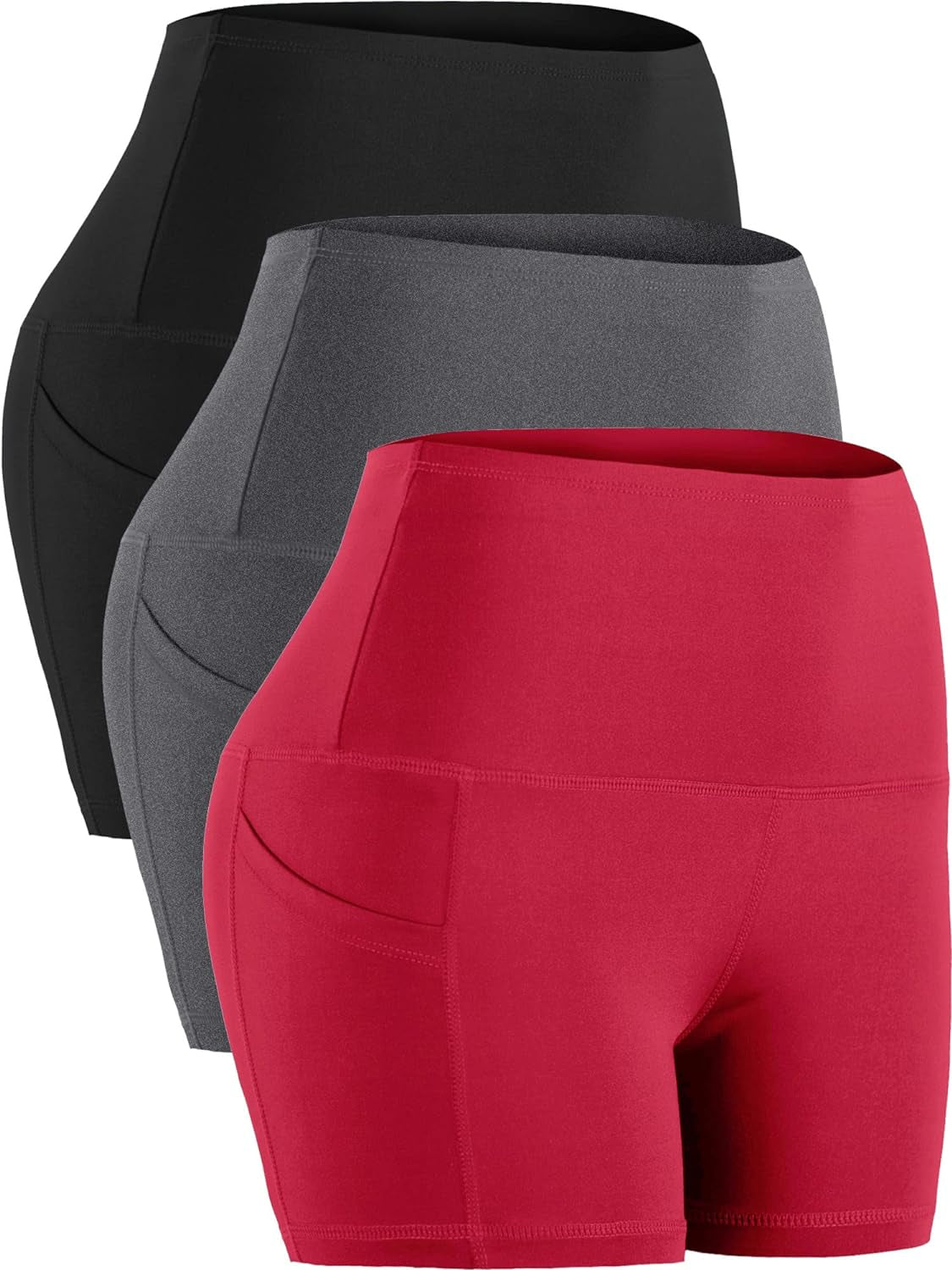 High Waist Athletic Shorts for Womens Yoga Fitness Running Shorts with Deep Pockets