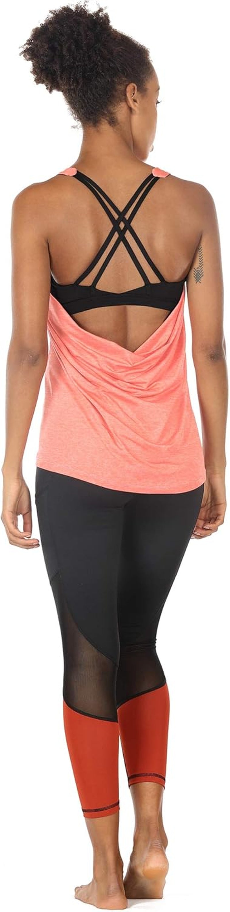 Workout Tank Tops Built in Bra - Women'S Strappy Athletic Yoga Tops, Exercise Running Gym Shirts