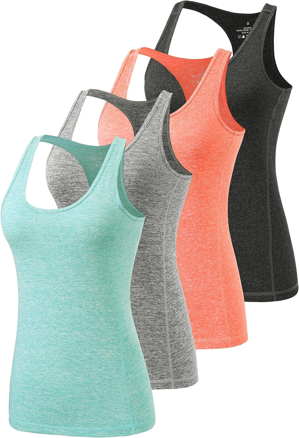 Workout Tank Tops for Women Racerback Athletic Tanks Running Exercise Gym Tank Top - 4 Packs