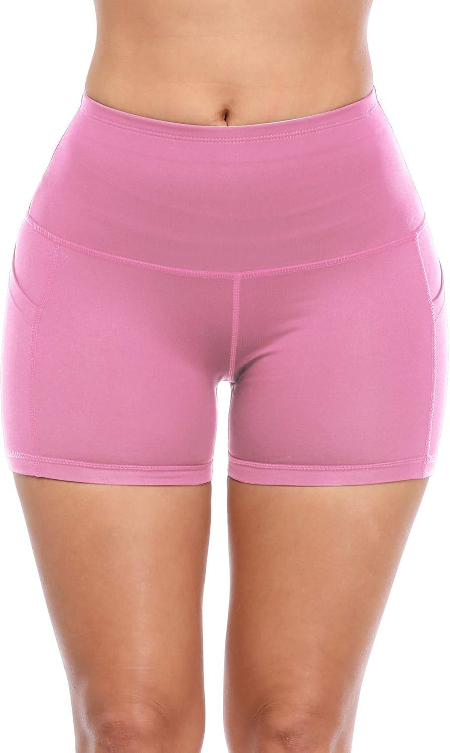 High Waist Athletic Shorts for Womens Yoga Fitness Running Shorts with Deep Pockets