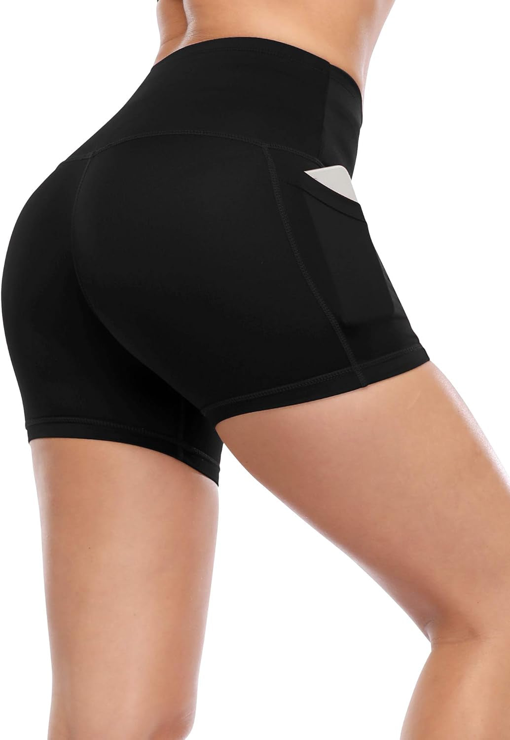 High Waist Athletic Shorts for Womens Yoga Fitness Running Shorts with Deep Pockets