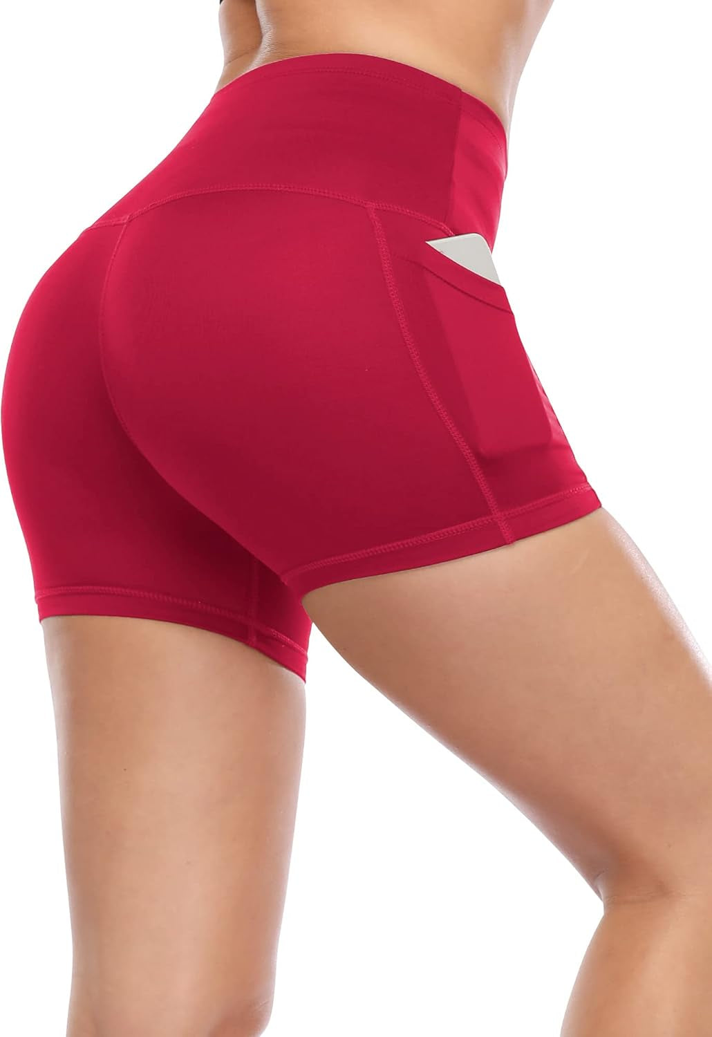 High Waist Athletic Shorts for Womens Yoga Fitness Running Shorts with Deep Pockets