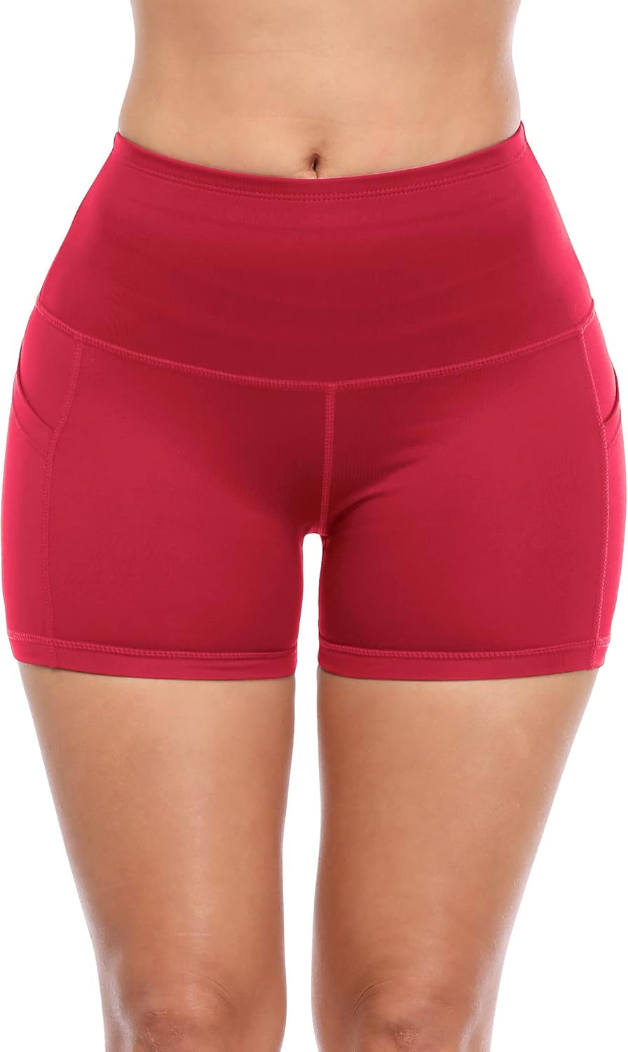 High Waist Athletic Shorts for Womens Yoga Fitness Running Shorts with Deep Pockets