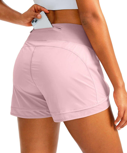 Women'S Running Shorts High Waisted Quick-Dry 3 Inch Gym Workout Athletic Shorts for Women with Zipper Pocket