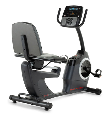 325 CSX; Recumbent Exercise Bike with 5” Display, Built-In Tablet Holder, and Fan