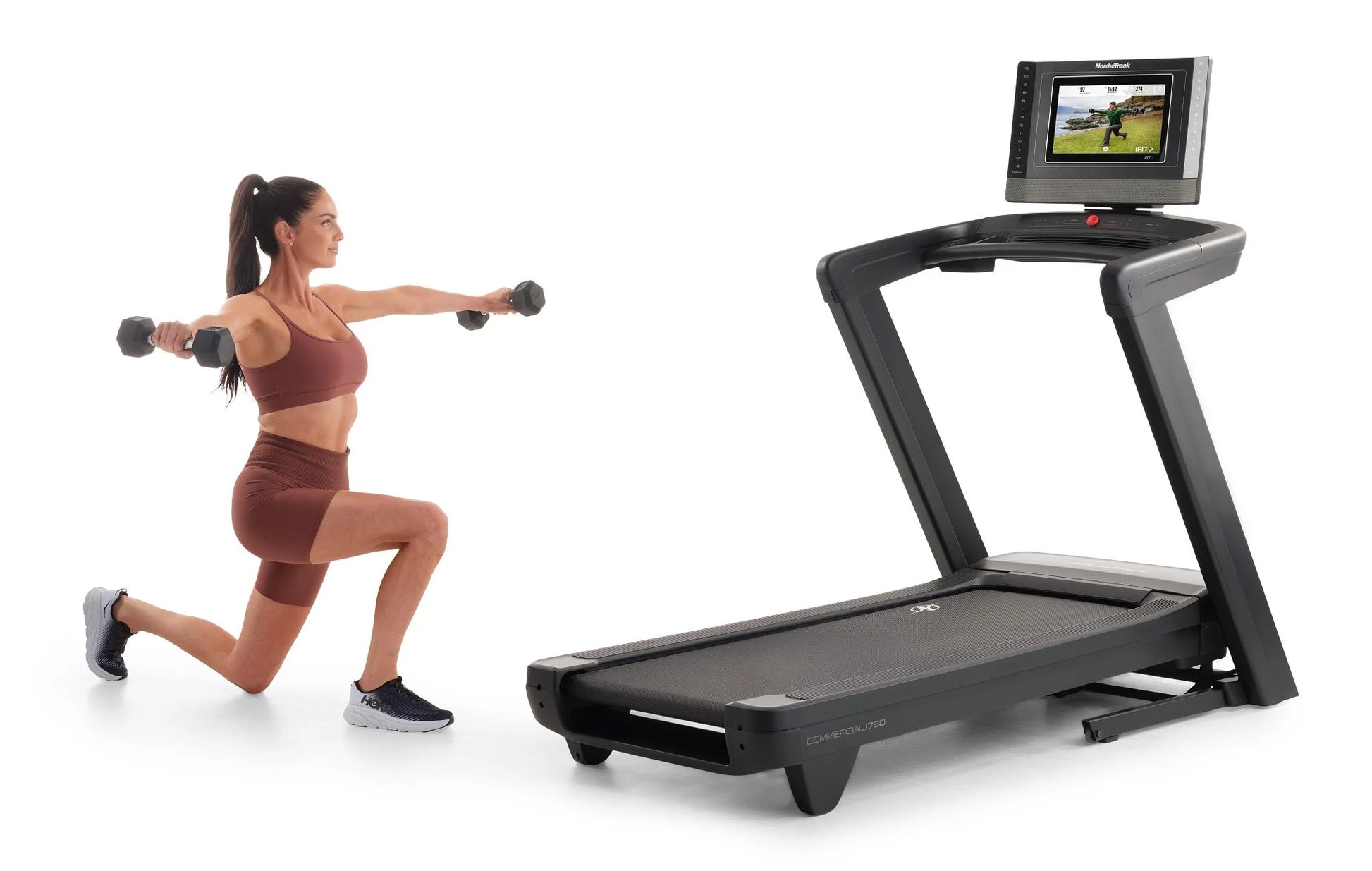 Commercial Series 1750; Ifit-Enabled Treadmill for Running and Walking with 14 Inch Pivoting Touchscreen