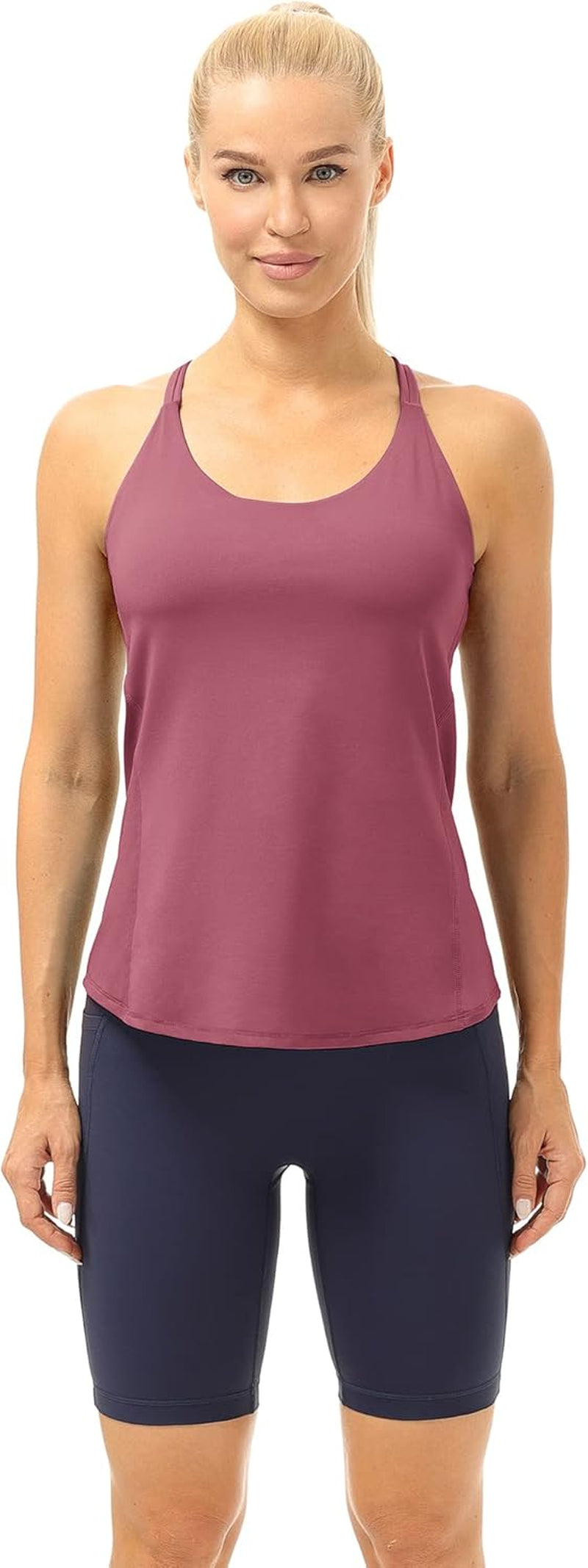 Workout Tank Tops Built in Bra - Women'S Strappy Athletic Yoga Tops, Running Exercise Gym Shirts